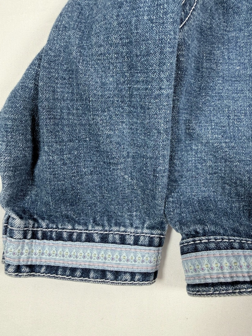 VINTAGE GYMBOREE Girls Forget Me Not Denim Trucker Jacket 3T Y2K Cottagecore 90s - Picture 11 of 12